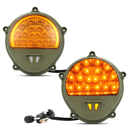 Solid Spare 2x New LED Front Turn Signal Lights Yellow Lens For Humvee M35 M998 #12422957