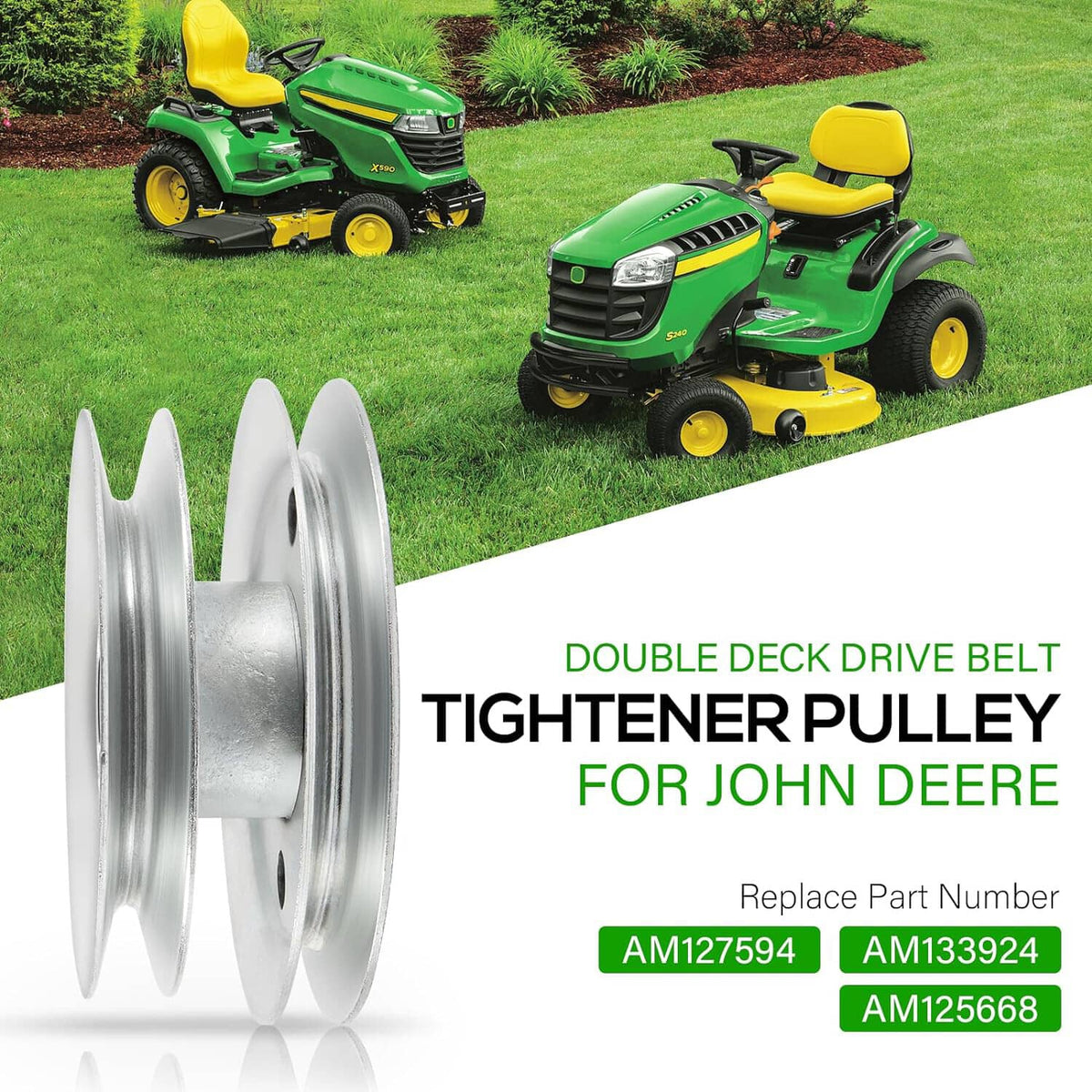 Solid Spare For John Deere AM133924 Double Deck Tightener Pulley GX255 GX325 GX345 GX355