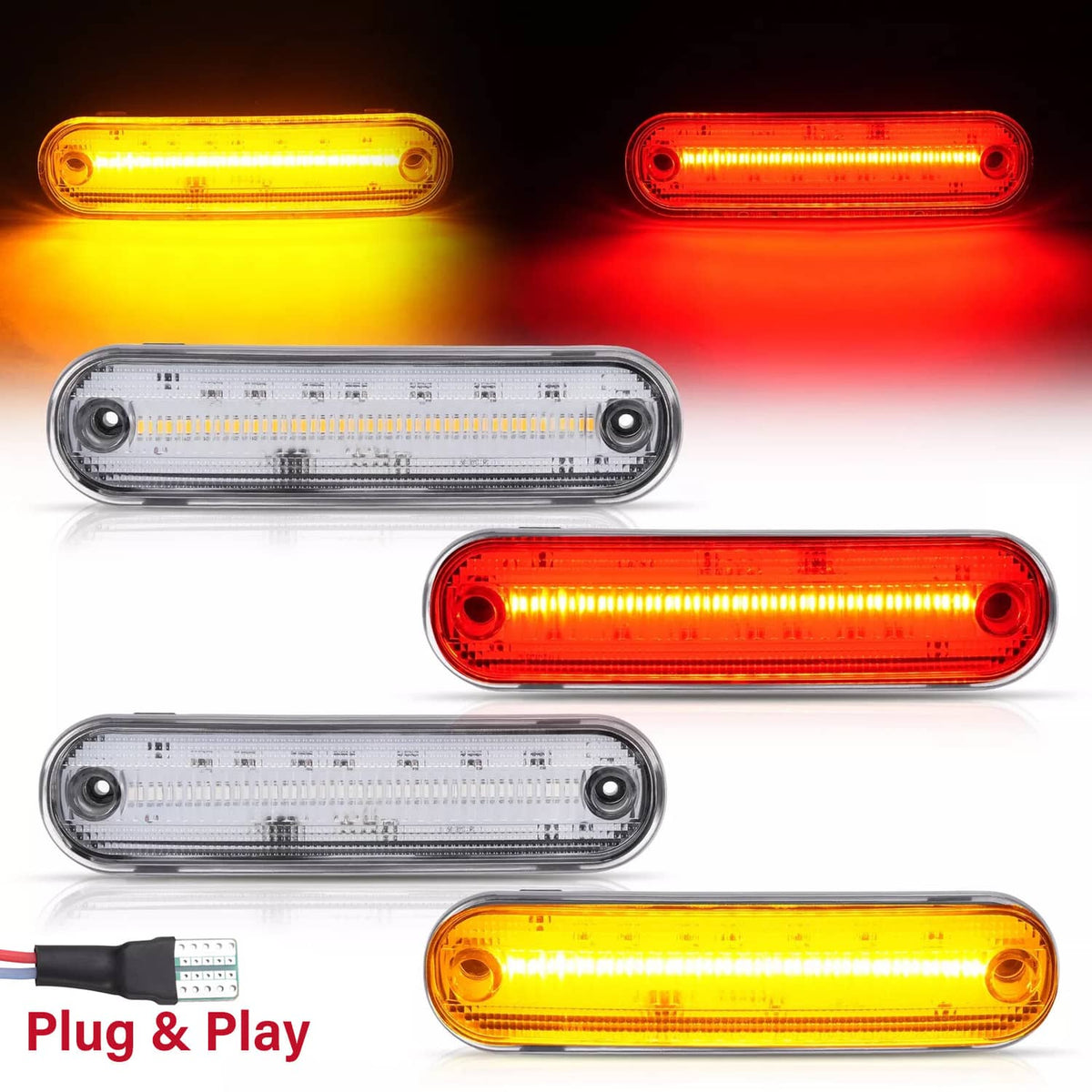 Solid Spare LED Front Rear Side Marker Lights Clear For Mazda Miata 1990-1997 MX-5 1999-2005