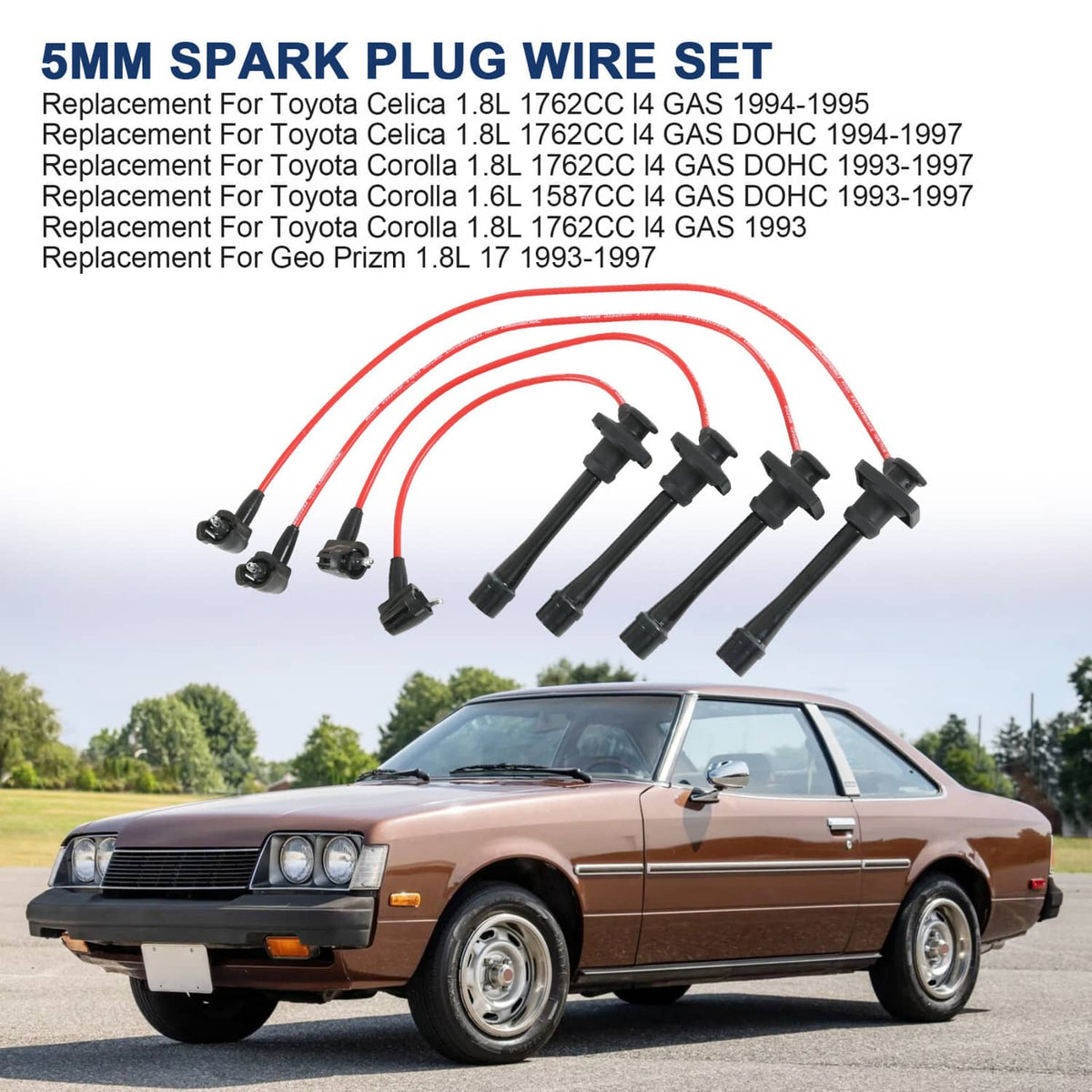 Solidspare JDMSPEED Spark Plug Wires Set for 93-97 Geo Prizm Toyota Celica Corolla 1.6L 1.8