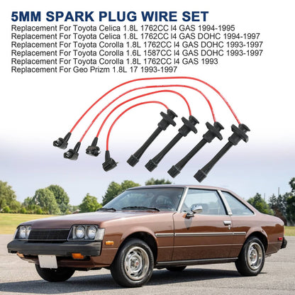Solidspare JDMSPEED Spark Plug Wires Set for 93-97 Geo Prizm Toyota Celica Corolla 1.6L 1.8