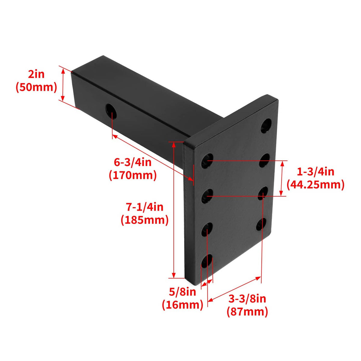 Solidspare Hook Mounting Plate 3-Position 8 Hole For 2 Inch Receiver Hitch 20000LBS