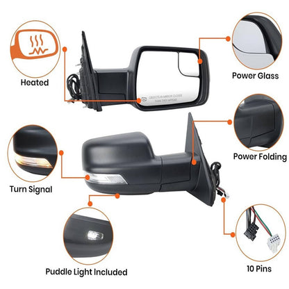 Solidspare 68276500AH For 2019-2024 Ram 1500  Heated Mirror w/Power Fold Signal Light Right