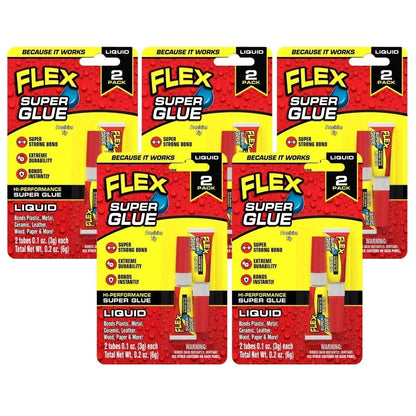 5 Twin Packs Flex Seal Super Glue High Strength Clear Super Glue LIQUID 3g Tubes