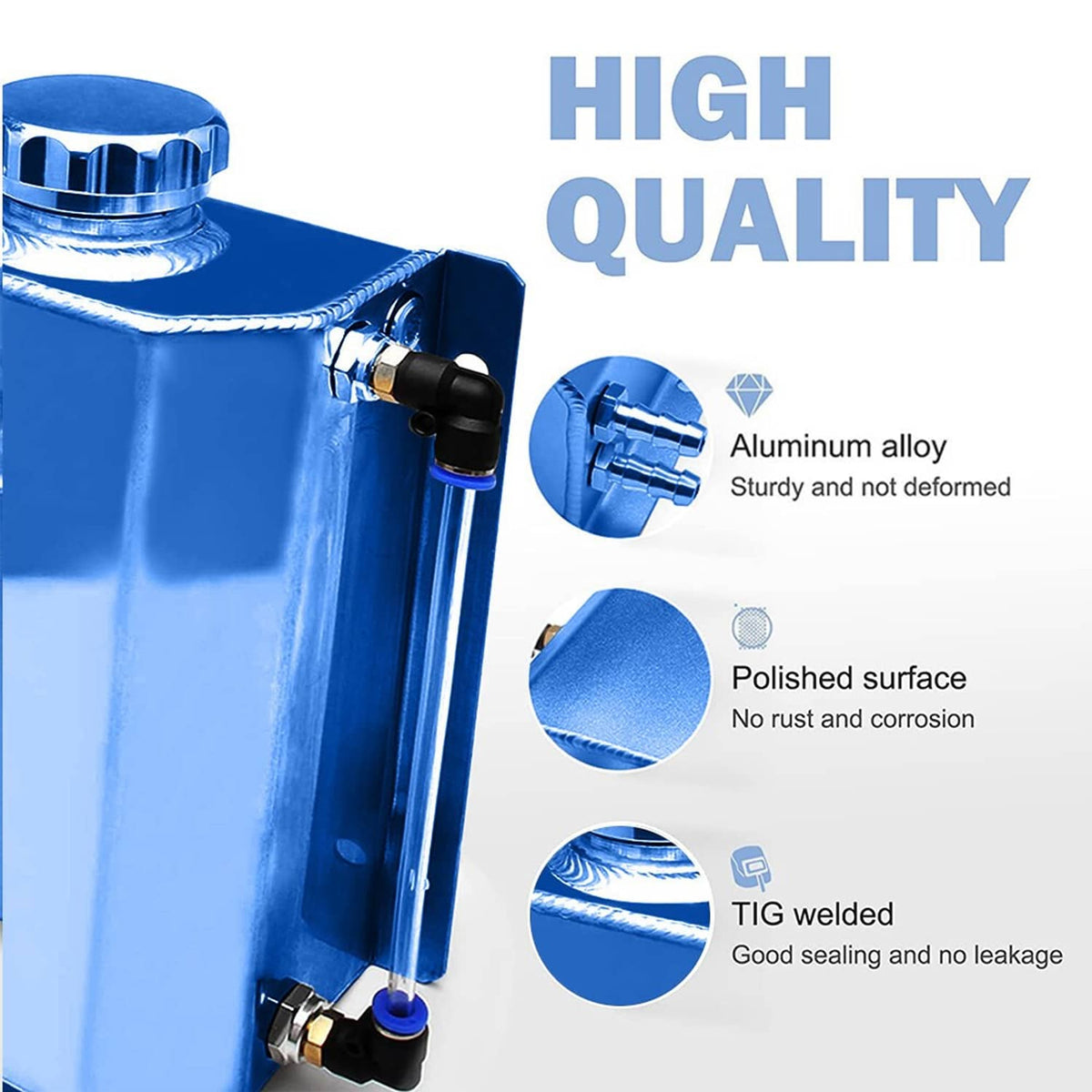Solidspare Universal 2L Aluminum Coolant Radiator Overflow Recovery Water Tank Bottle New
