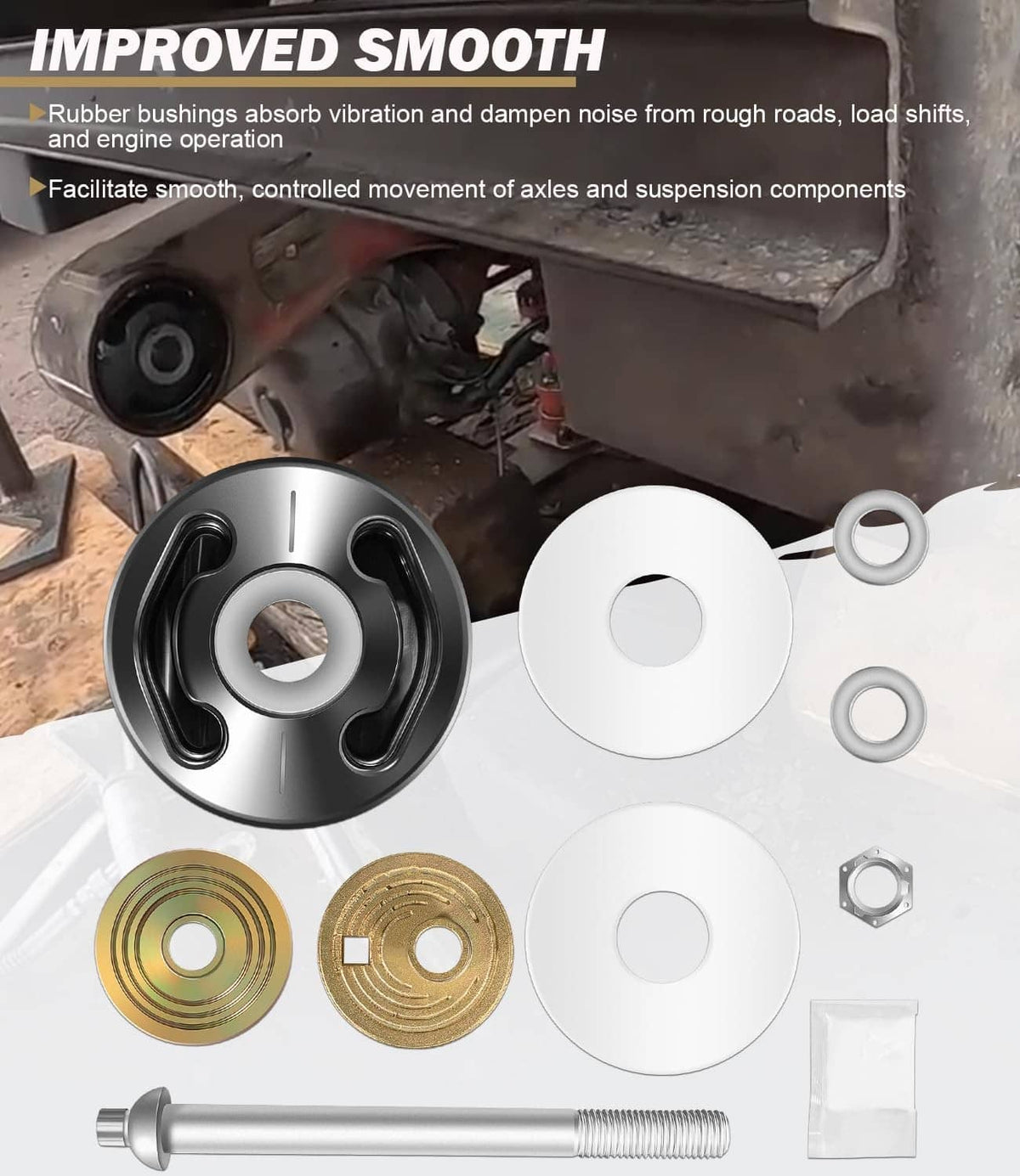 Solid Spare Quik-Align Pivot Bolt Bushing Kit w/Alignment Collar for Hendrickson Turner Lift