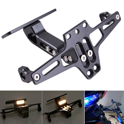 Solidspare CNC Motorcycle Fender Eliminator License Plate Holder Bracket W/ LED Tail Light