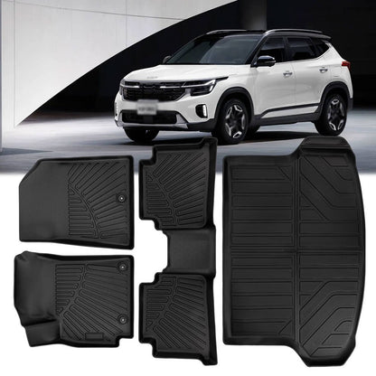 Solidspare 4pcs Floor Mats Liner Set for 2021-2025 Kia Seltos 3D Molded TPE All-Weather