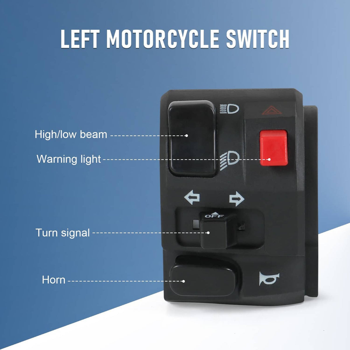 Solidspare 7/8" Motorcycle Handlebar Horn Button Turn Signal Fog Light Controller Switch