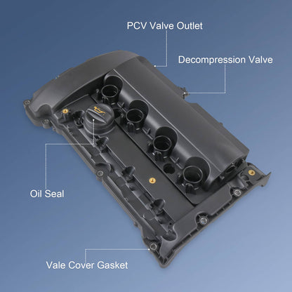 Solidspare VALVE COVER WITH GASKET FOR 2007-2012 MINI COOPER S/JCW R55 R56 R57 R60 1.6L N14
