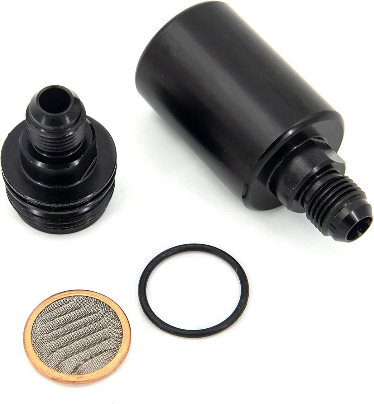 Solidspare Universal -6AN Inline Fuel Filter High Flow 100 Micron Cleanable AN6 6AN Black