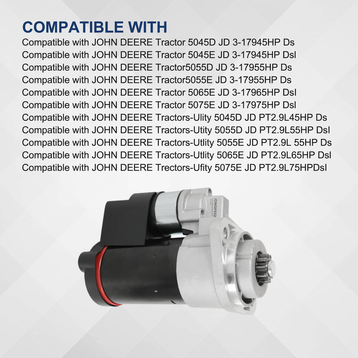 Solidspare Starter Fits John Deere 5055D 5045D 5055E 5065E 5075E 5045E SE501852 RE533976