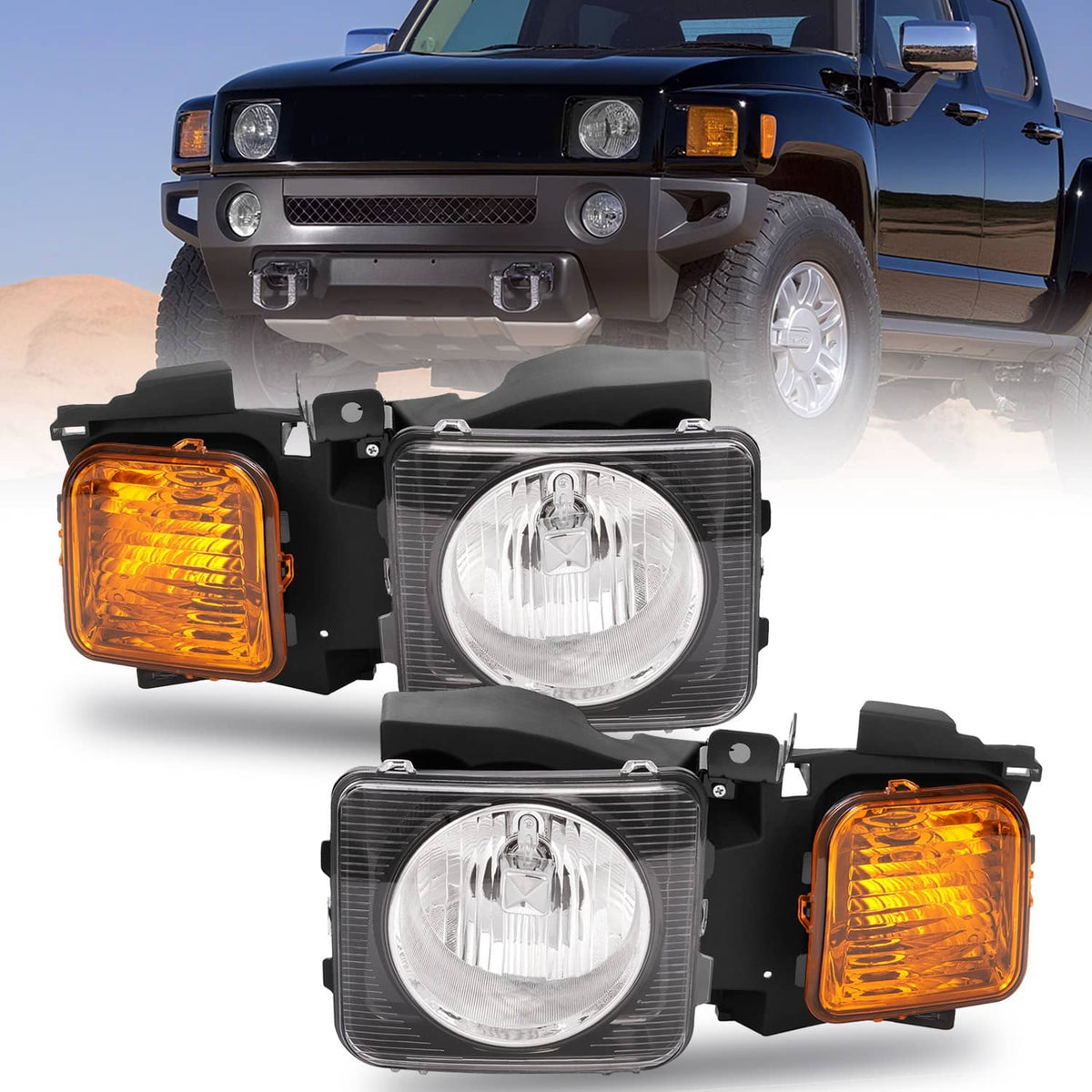 Solid Spare Headlight Set For Hummer H3 2006-2010 H3T 2009-2010 # HU2502100 # HU2503100