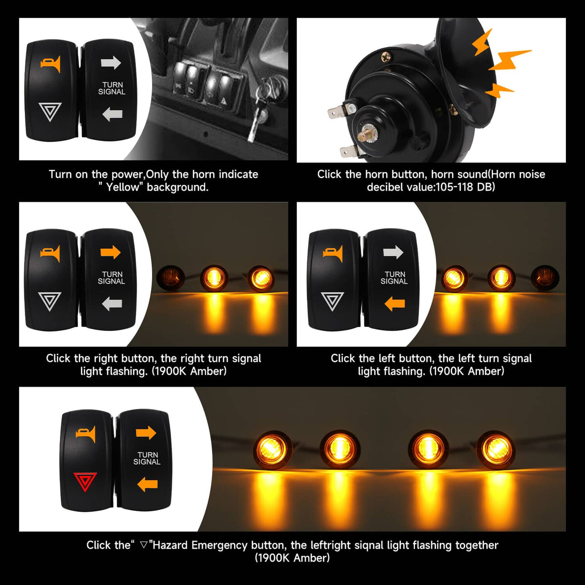 Solidspare Plug and Play Turn Signal Horn Street Legal Kit Fit For Can-Am Polaris Honda UTV