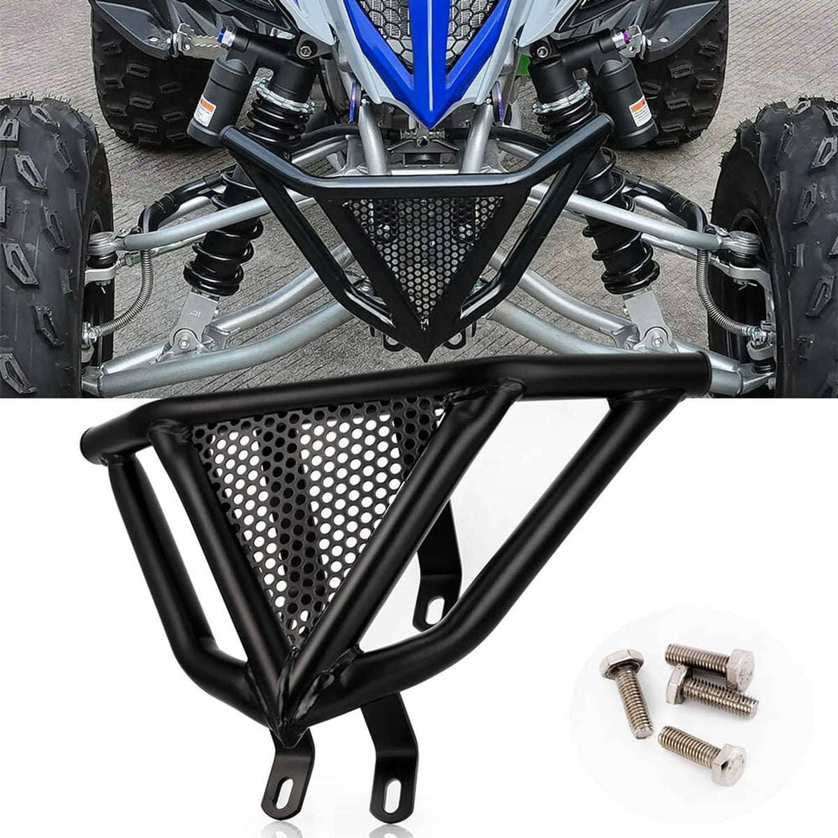 Solidspare For Yamaha Raptor 700 700R 2006-2025 Front Bumper Iron Grab Bar Accessory Black