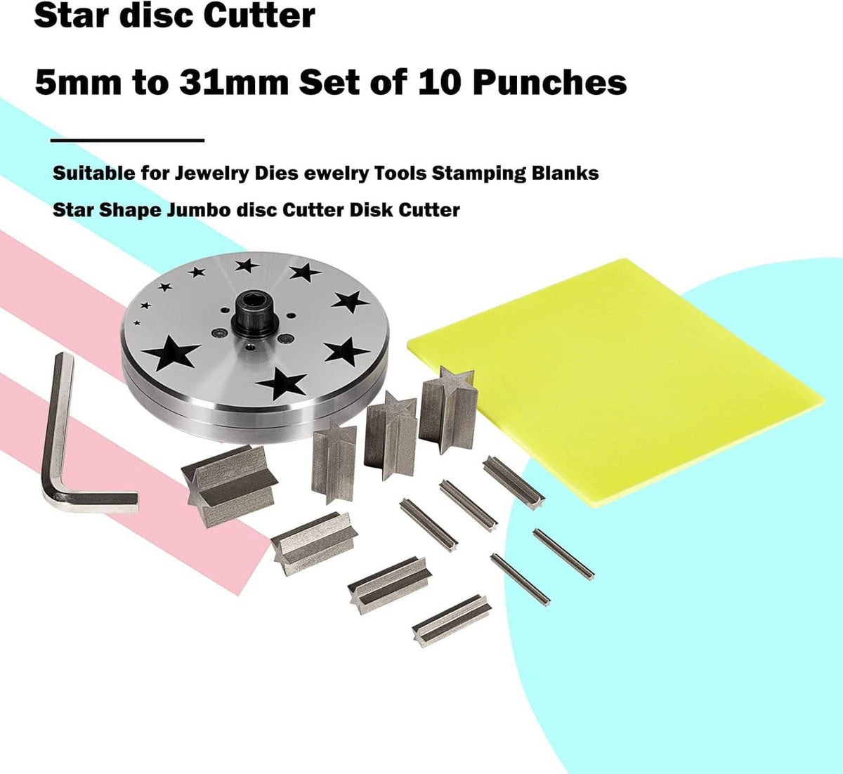 Solidspare Disc Cutter 5mm to 31mm With 10 Punches For Star Shapes Stamping Blanks Star