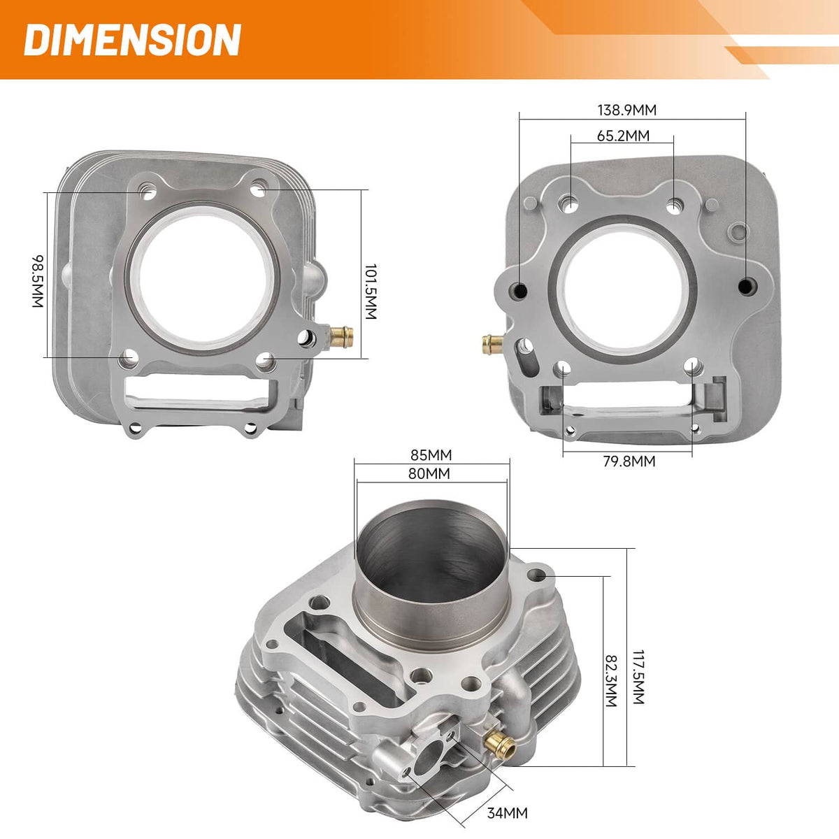 Solidspare 80mm Cylinder Piston Ring Gasket Kit ATV for Honda Sportrax TRX300EX 1993-2008