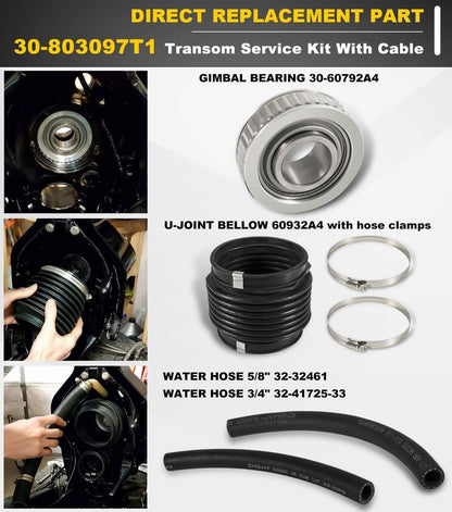 Solid Spare For Quicksilver Mercruiser Alpha One Transom Seal Bellow Kit & Lower Shift Cable