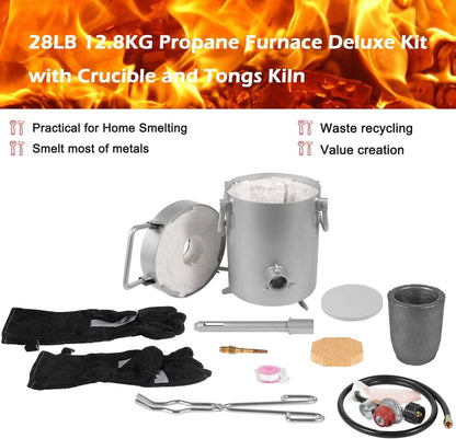 Solidspare 28LB/12.8KG Propane Furnace Kit Smelting Gold Silver Copper Scrap Metal Casting