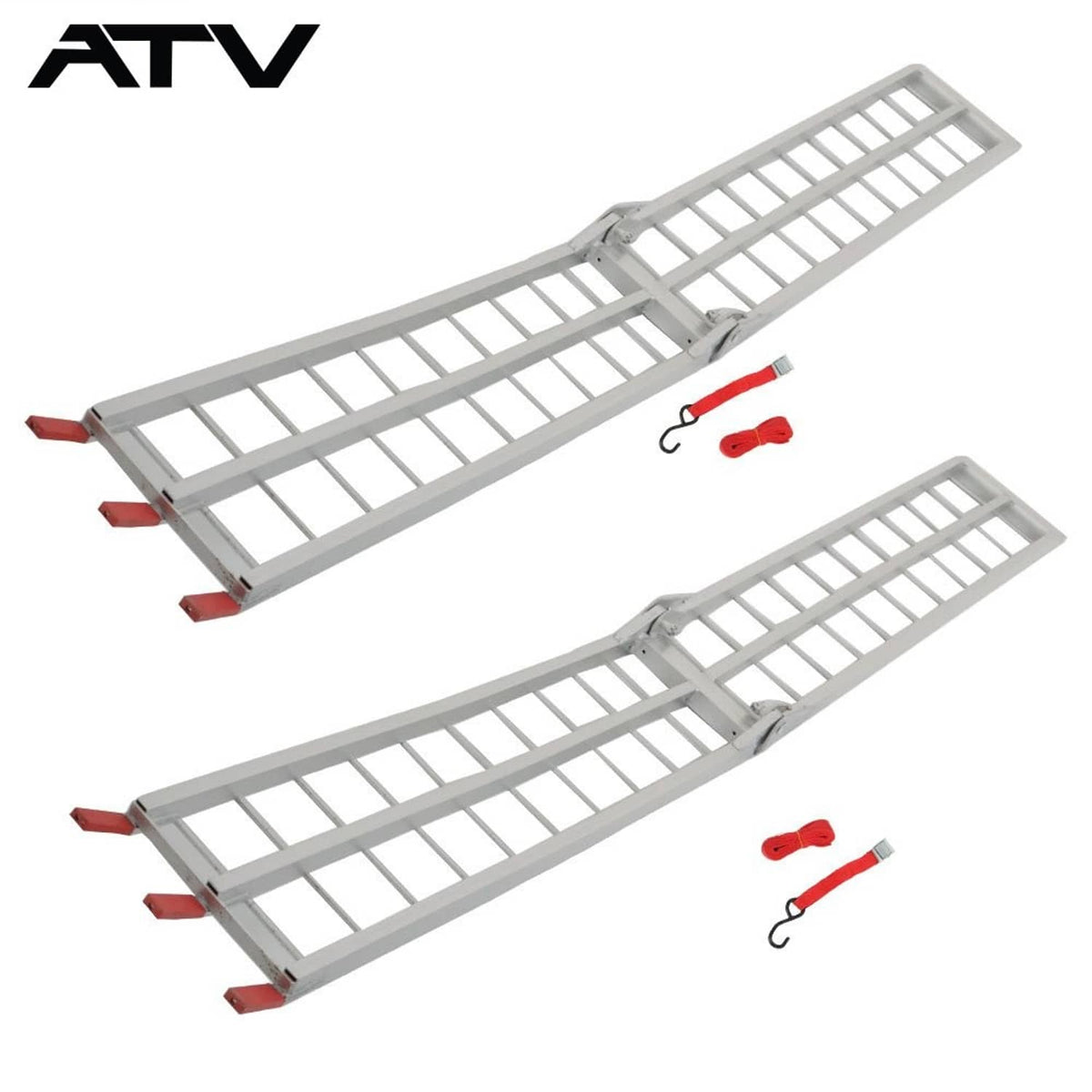Solidspare Fit For Pickup Trucks Bed 2 × Aluminum Ramp 1500 LBS Foldable Loading Ramps
