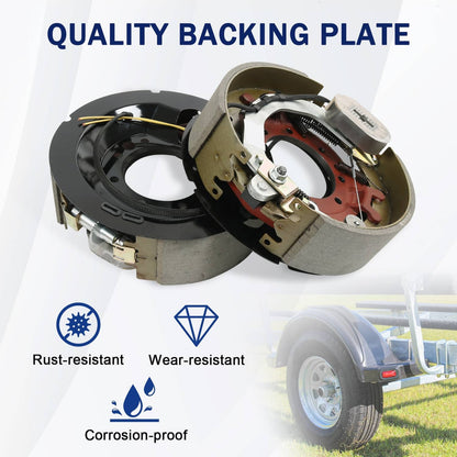 Solidspare Electric Trailer Brake Assembly Pair For 10K lbs Axle w/Shields 12-1/4"x3-3/8"