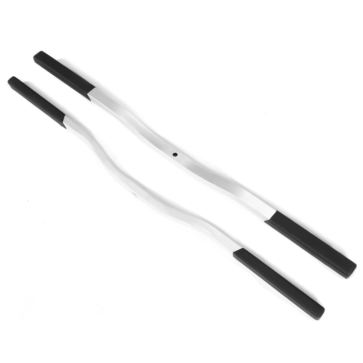 Solidspare For Snowmobile Trailer Ski Tie Down Bar w/ Black Boots Black & Silver 2PCS