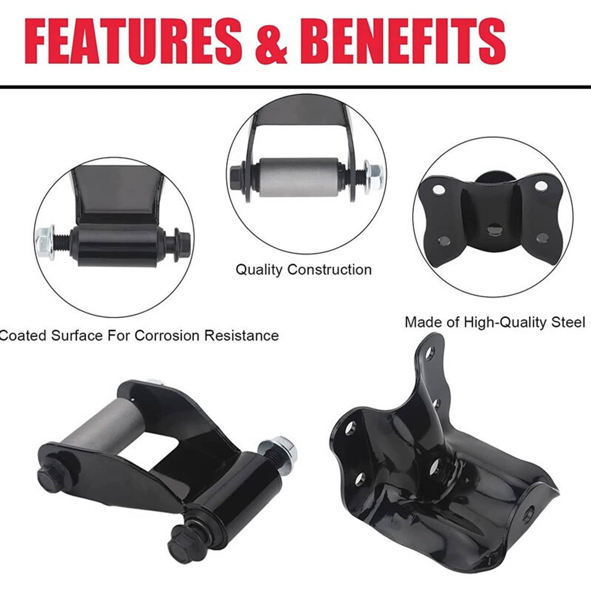 Solidspare 2x Rear Leaf Spring Rear Hanger Bracket and Shackle Kit for Ford Ranger Mazda