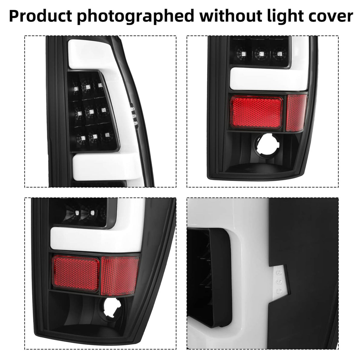 Solid Spare Black Smoke For 02-06 Chevy Avalanche 1500 2500 LED Tube Tail Lights Brake Lamps