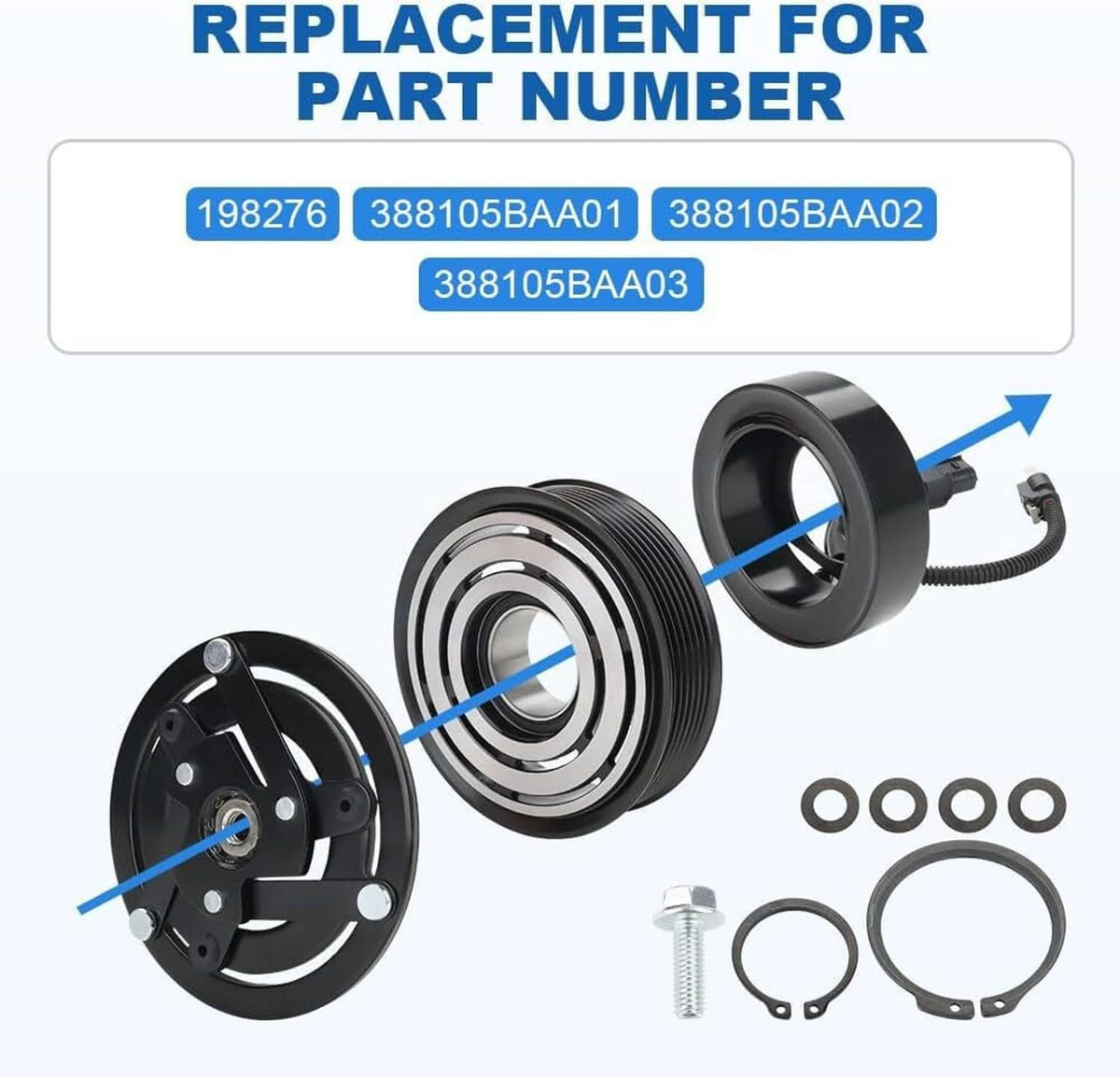 Solidspare AC Compressor Clutch Kit with 7-Groove For 2016-2021 Honda Civic L4 2.0L New