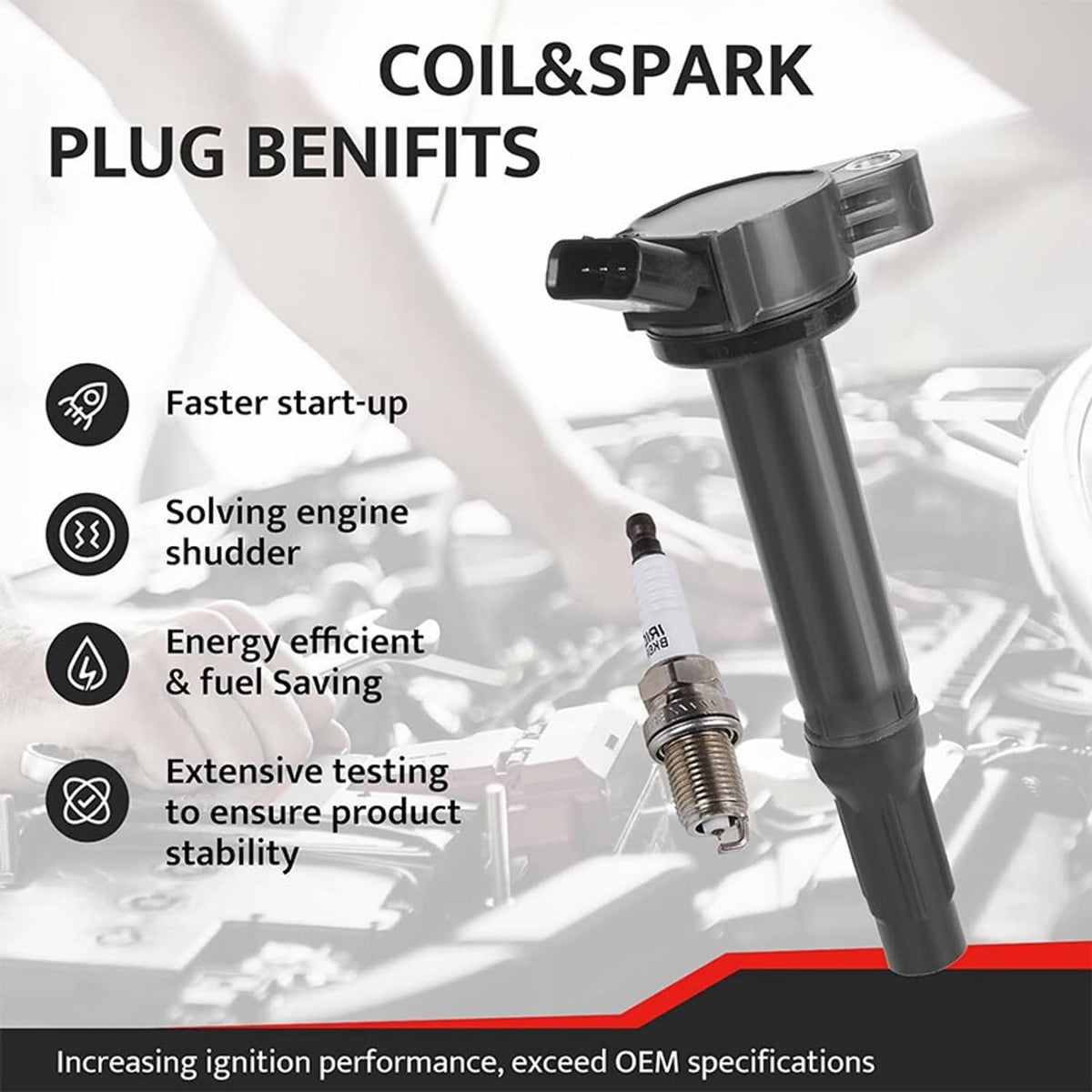 Solidspare 4Pack UF487 Ignition Coil & Spark Plug for Camry Rav4 Avalon Lexus RX350 ES350