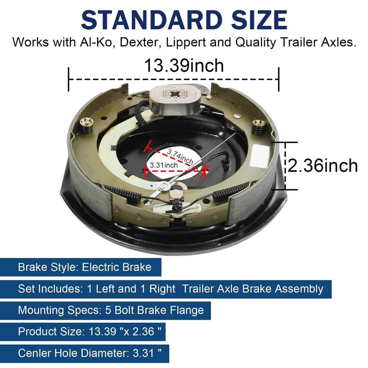 Solidspare For Dexter Nev-R-Adjust 7000 Self 12" 2 Set Trailer Backing Plate Brake Electric