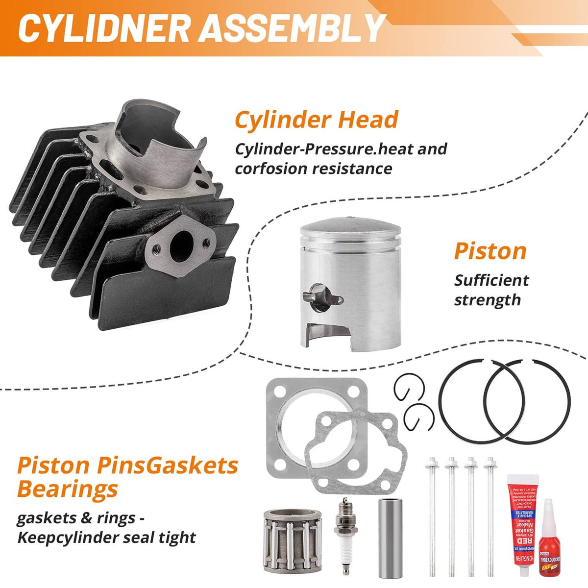 Solidspare For Suzuki Quadmaster 50 LTA50 2x4 2002-2005 Cylinder Piston Gasket Top End Kit