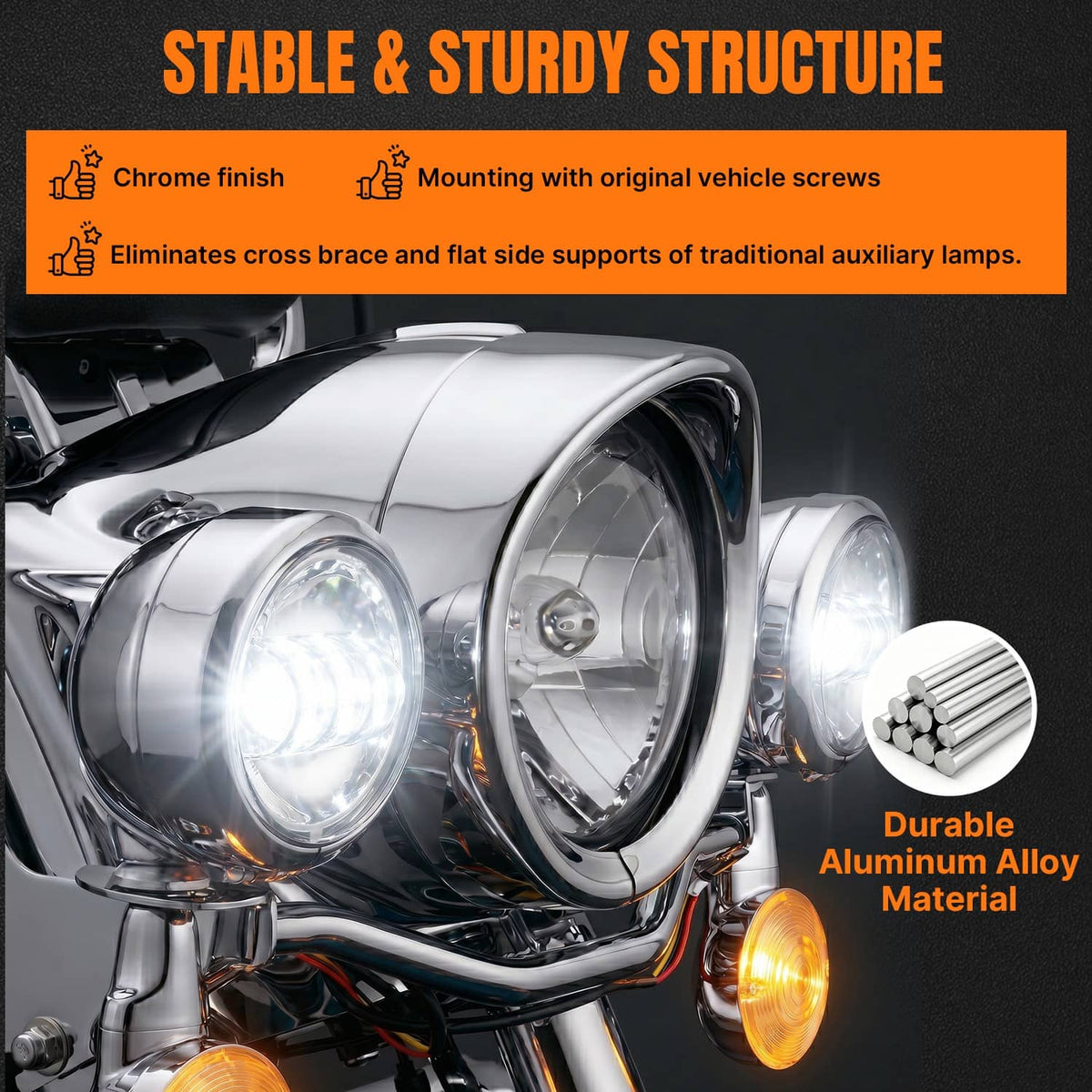 Solidspare Fit For Harley 1994-2013 Road King 4.5" LED Spot Passing Lights Turn Signals Bar