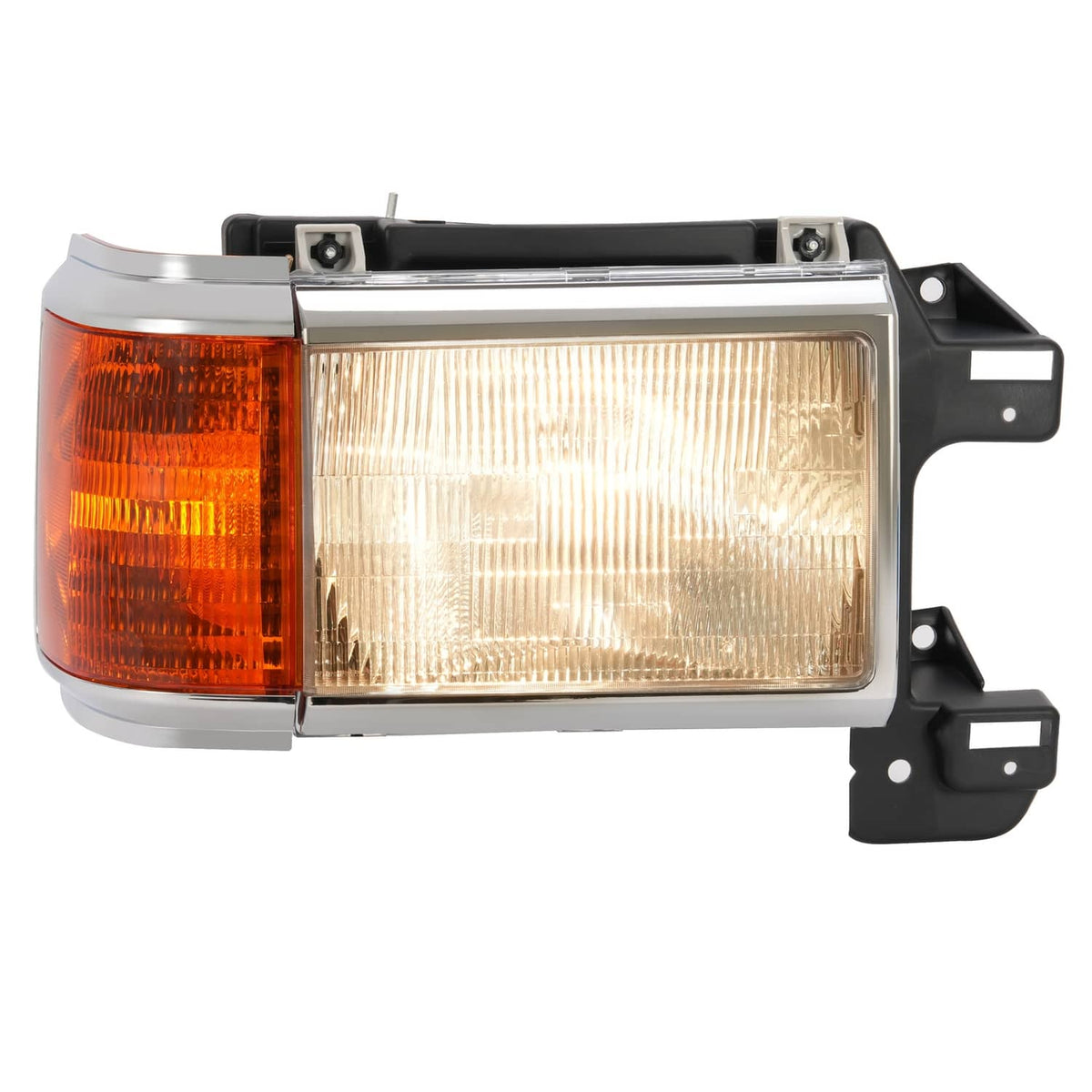 Solid Spare For 1987-1991 1990 Ford F150 F250 Bronco Truck Headlights Chrome Trim Headlamps