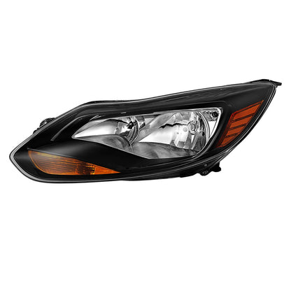 Solid Spare Black Left Driver Side Headlights Clear Lens Halogen Fits Ford Focus 2012-2014
