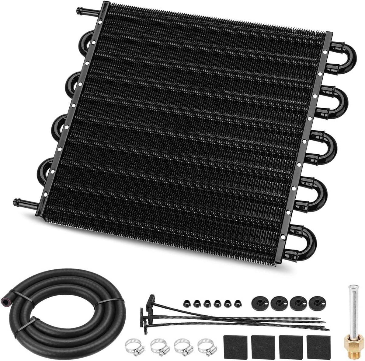 Solidspare 10 Rows Aluminum Universal Remote Transmission Oil Cooler Radiator Converter Kit