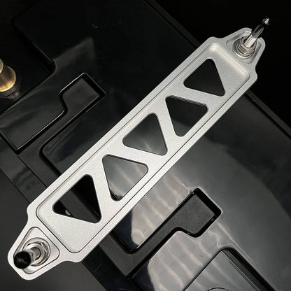 Solidspare Aluminum Car Battery Hold Tie Down Bracket Mount Kit w/ 10''J-Hooks Bolts Silver