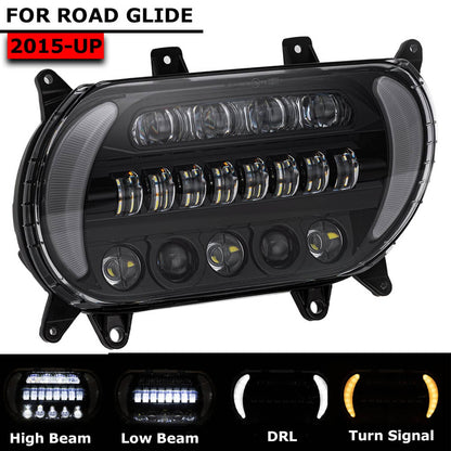 Solidspare LED Headlight Running Light Turn Signal DRL Kit For 2015-2024 Harley Road Glide