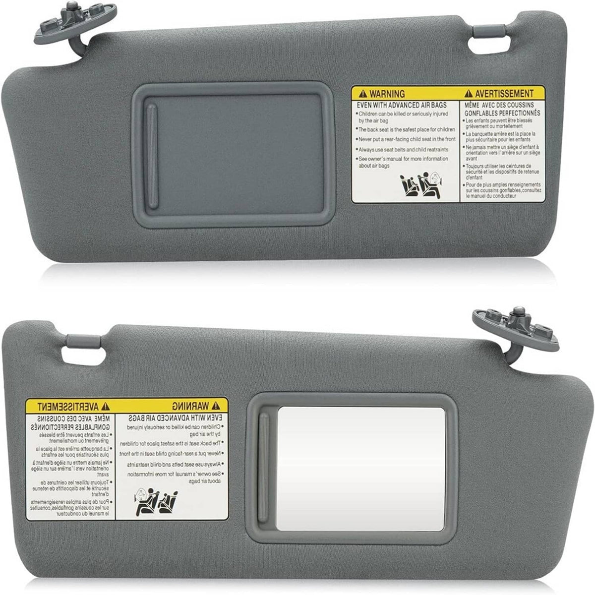 Solidspare Gray Sun Visor Set LH Driver & RH Passenger Side For 2005-2015 Toyota Tacoma