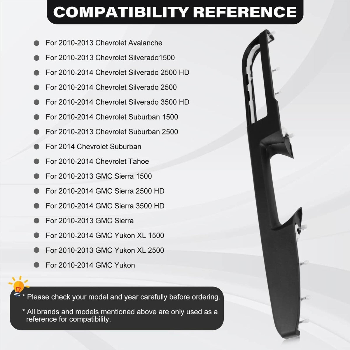 Solidspare Right Door Panel Handle Armrest Repair 80994 For 2010-2014 GMC Sierra Chevrolet