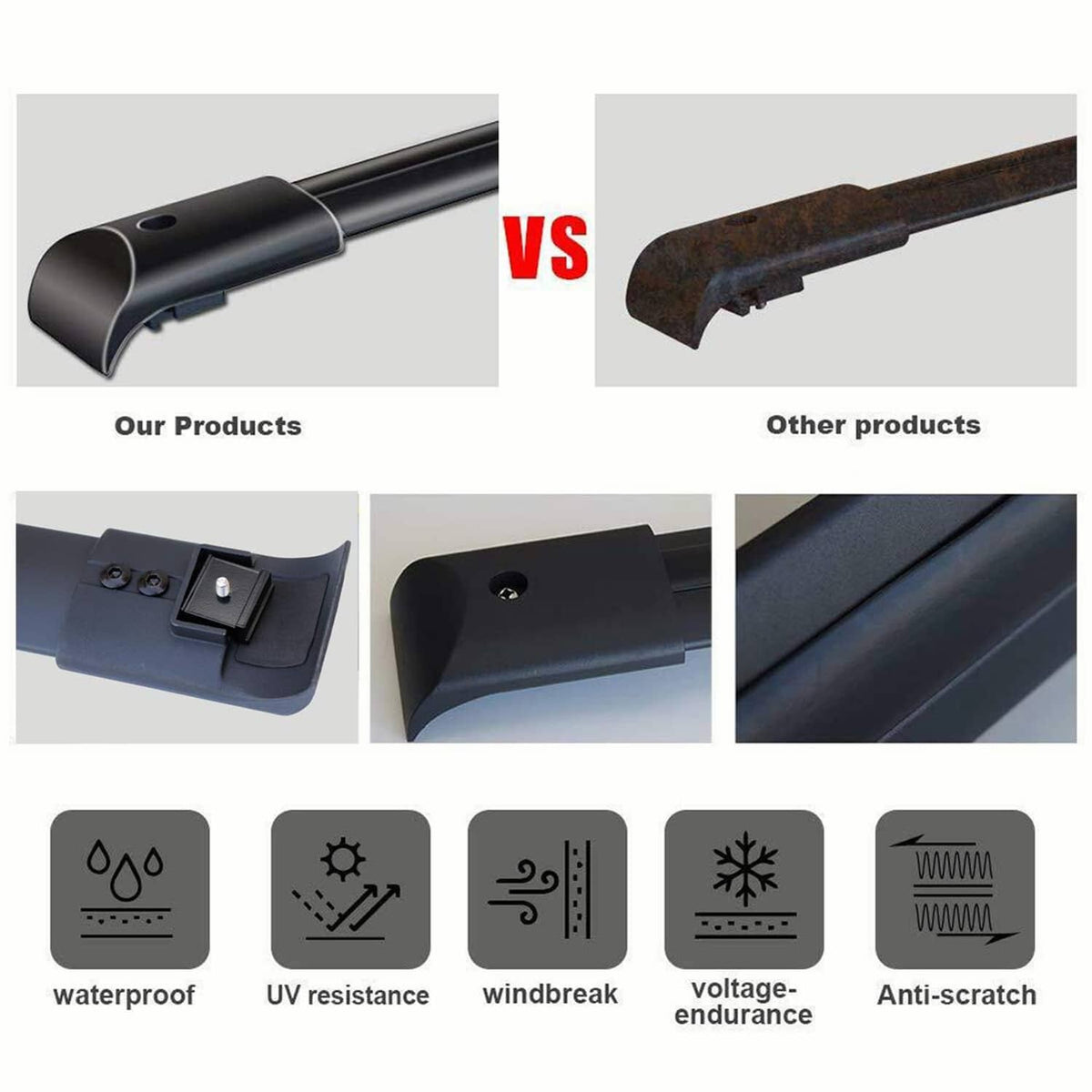 Solidspare Aluminum Roof Rack Top Rail Cross Bar Pair Fits For 2003-2008 Honda Pilot