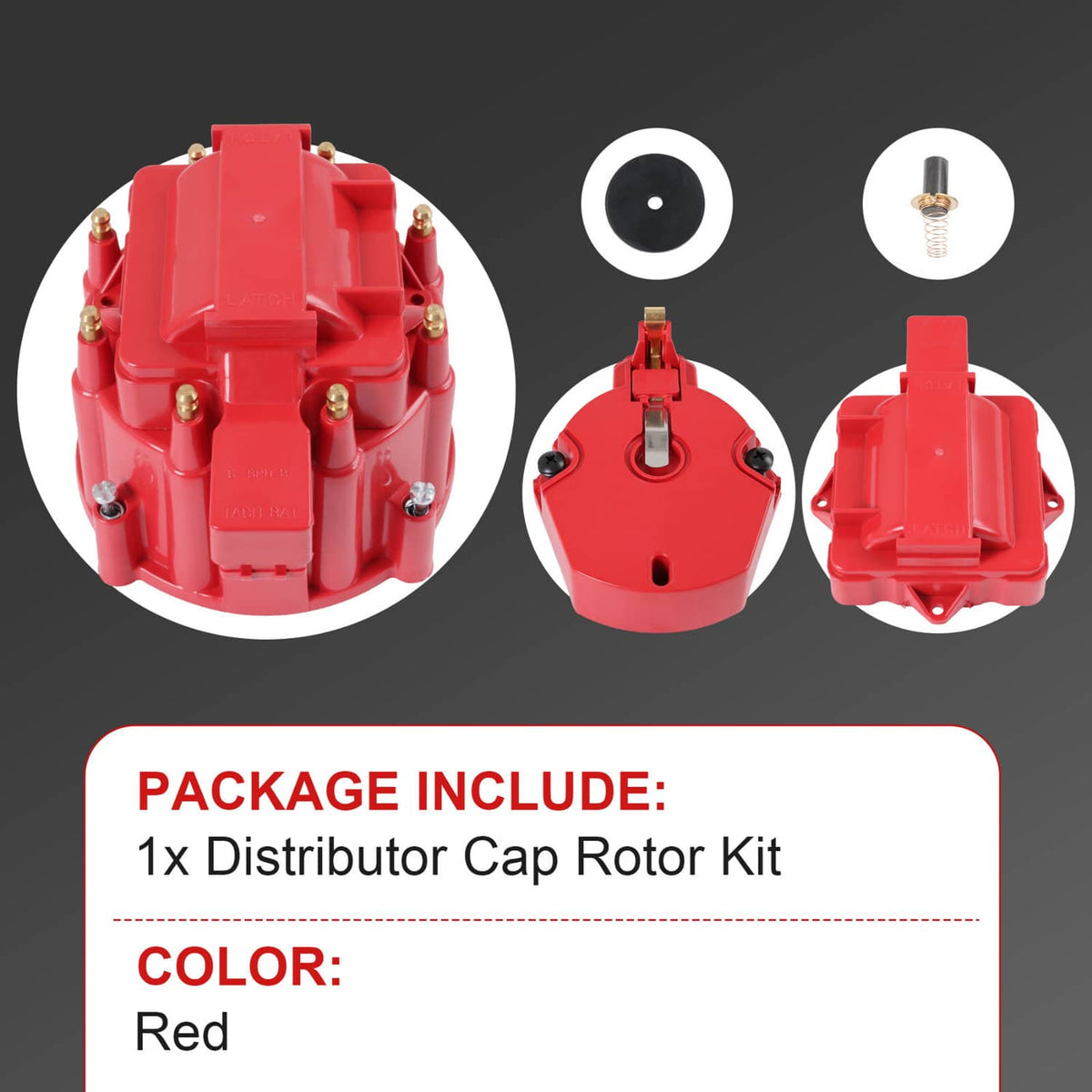 Solidspare Red HEI Large Distributor Cap Rotor Kit FOR CHEVY GM SBC BBC 305 327 350 396 454