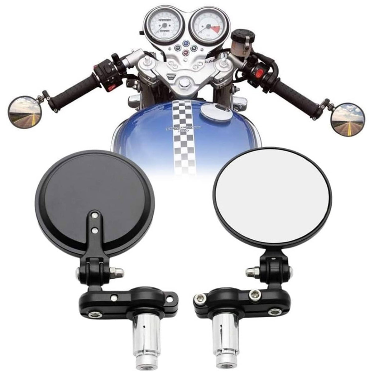 Solidspare Pair Motorcycle Round 7/8" Handlebar Mirrors Custom for Suzuki DRZ400SM DRZ400S