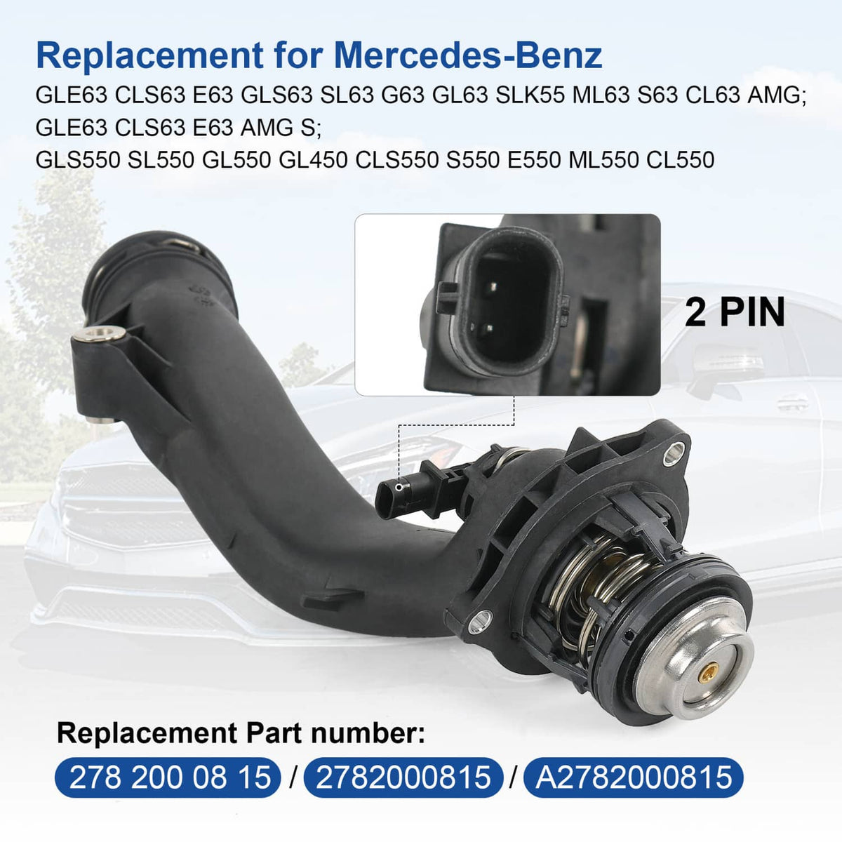 Solidspare Engine Coolant Thermostat Housing Fit Mercedes CLS550 GL450 CL550 2782000815