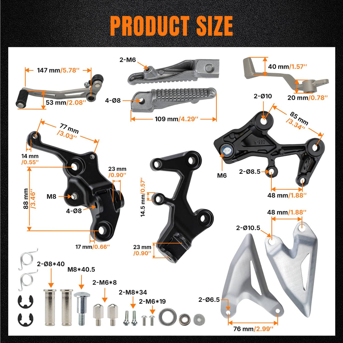 Solidspare Driver Foot Pegs Bracket Fit For Kawasaki Ninja 400 18-24 Z400 19-24 Z500 24-25