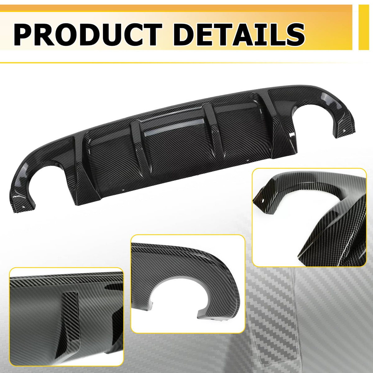 Solid Spare Rear Lip For 2014-2017 Infiniti Q50 Bumper Diffuser Wing Carbon Fiber Style