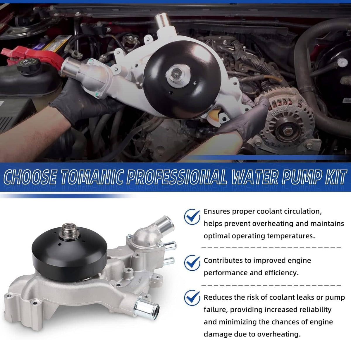 Solidspare New Water Pump w/Thermostat for 2007-16 Chevrolet GMC Vortec 4.8L 5.3L 6.0L 6.2L