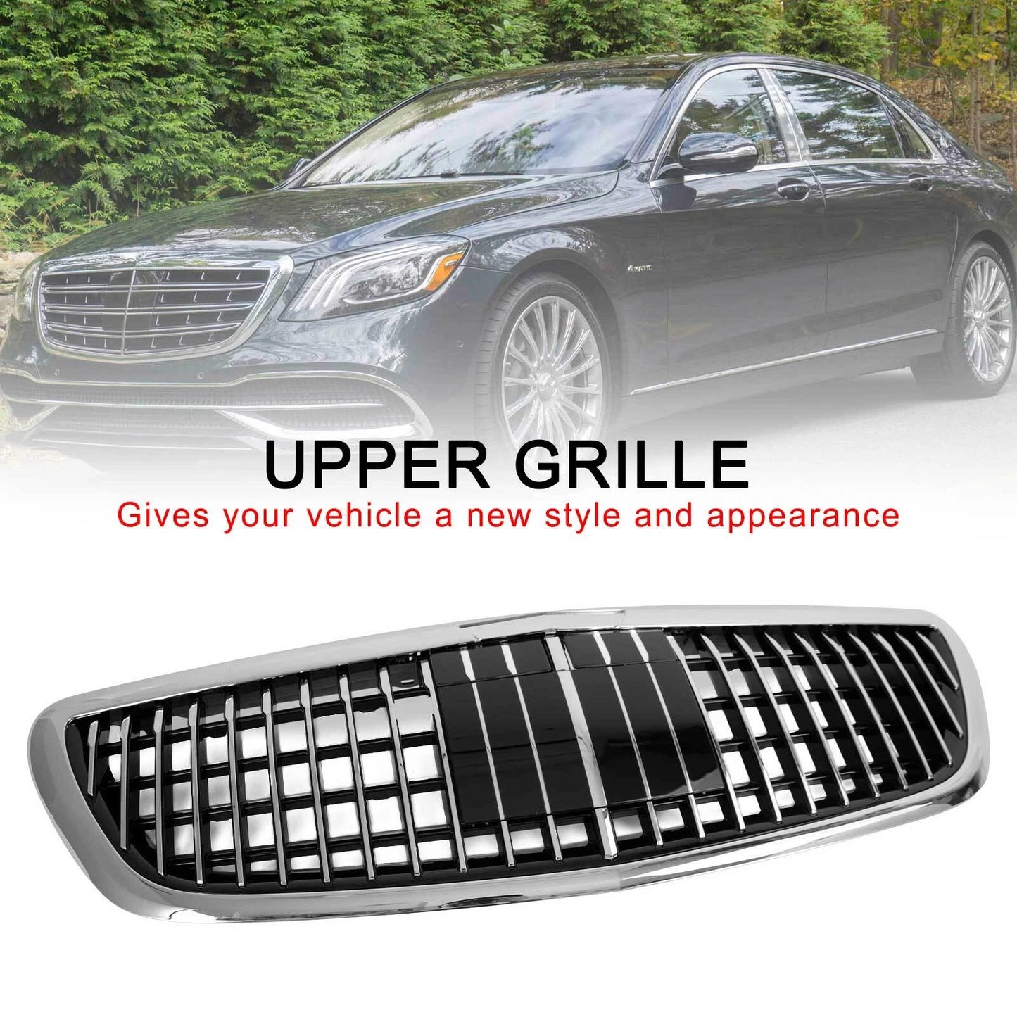 Fit 2014-2020 Mercedes Benz S-Class W222 S450 Chrome Front Grille MayBach W/ACC