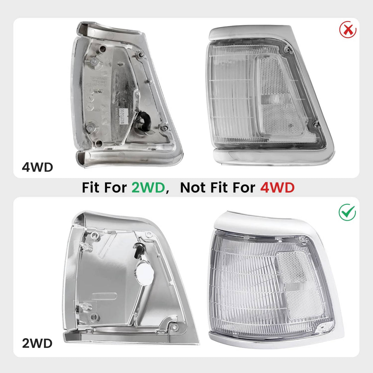 Solid Spare Pair Clear Lens Front Corner Lights Lamps For Toyota Pickup Truck 2WD 1992-1995