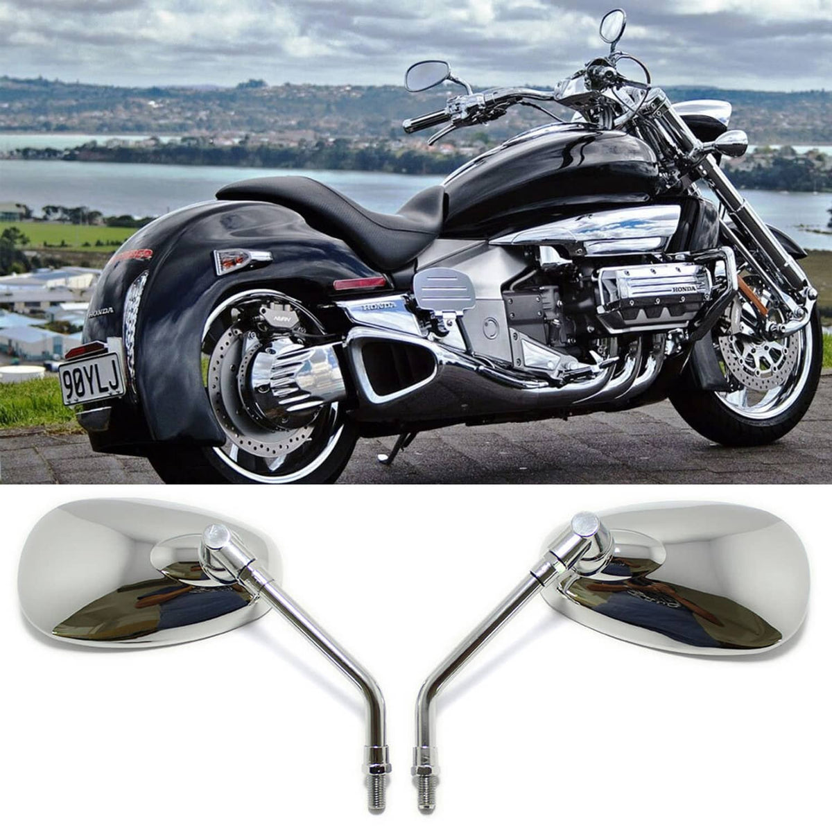 Solidspare Pair Universal 10mm Motorcycle Rearview Side Mirrors for Suzuki Boulevard New